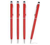 PATIKIL Ballpoint Pen with Stylus Tip, 4Pcs 2 in 1 Slim Metal Black Ink 1.0mm Medium Point Stylus Pen for Touch Screens Office Desk, Red