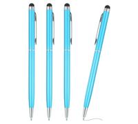 PATIKIL Ballpoint Pen with Stylus Tip, 4Pcs 2 in 1 Slim Metal Black Ink 1.0mm Medium Point Stylus Pen for Touch Screens Office Desk, Light Blue