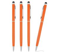 PATIKIL Ballpoint Pen with Stylus Tip, 4Pcs 2 in 1 Slim Metal Black Ink 1.0mm Medium Point Stylus Pen for Touch Screens Office Desk, Orange