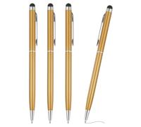 PATIKIL Ballpoint Pen with Stylus Tip, 4Pcs 2 in 1 Slim Metal Black Ink 1.0mm Medium Point Stylus Pen for Touch Screens Office Desk, Dark Golden