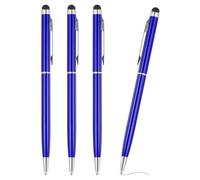 PATIKIL Ballpoint Pen with Stylus Tip, 4Pcs 2 in 1 Slim Metal Black Ink 1.0mm Medium Point Stylus Pen for Touch Screens Office Desk, Dark Blue
