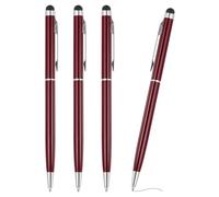 PATIKIL Ballpoint Pen with Stylus Tip, 4Pcs 2 in 1 Slim Metal Black Ink 1.0mm Medium Point Stylus Pen for Touch Screens Office Desk, Dark Red