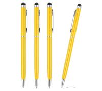 PATIKIL Ballpoint Pen with Stylus Tip, 4Pcs 2 in 1 Slim Metal Black Ink 1.0mm Medium Point Stylus Pen for Touch Screens Office Desk, Yellow