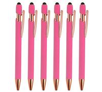 PATIKIL Ballpoint Pen with Stylus Tip, 6 Pack 2 in 1 Metal Pen Black Ink 1.0mm Medium Point Stylus Pen for Touch Screens Style 2, Rose Red