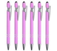 PATIKIL Ballpoint Pen with Stylus Tip, 6 Pack 2 in 1 Metal Pen Black Ink 1.0mm Medium Point Stylus Pen for Touch Screens Style 1, Light Purple
