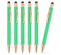 PATIKIL Ballpoint Pen with Stylus Tip, 6Pcs 2 in 1 Metal Black Ink 1.0mm Medium Point Stylus Pen for Touch Screens Office Desk, Mint Green