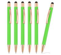 PATIKIL Ballpoint Pen with Stylus Tip, 6Pcs 2 in 1 Metal Black Ink 1.0mm Medium Point Stylus Pen for Touch Screens Office Desk, Light Green