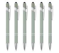 PATIKIL Ballpoint Pen with Stylus Tip, 6Pcs 2 in 1 Metal Pen Black Ink 1.0mm Medium Point Stylus Pen for Touch Screens Style 3, Light Green