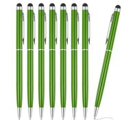 PATIKIL Ballpoint Pen with Stylus Tip, 8Pcs 2 in 1 Slim Metal Black Ink 1.0mm Medium Point Stylus Pen for Touch Screens Office Desk, Green