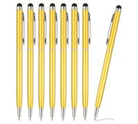 PATIKIL Ballpoint Pen with Stylus Tip, 8Pcs 2 in 1 Slim Metal Black Ink 1.0mm Medium Point Stylus Pen for Touch Screens Office Desk, Golden