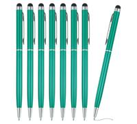 PATIKIL Ballpoint Pen with Stylus Tip, 8Pcs 2 in 1 Slim Metal Black Ink 1.0mm Medium Point Stylus Pen for Touch Screens Office Desk, Blue