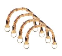 PATIKIL Bamboo Purse Handles, 4 Pcs U-Shaped Replacement Handmade Handbag Handles with Metal Buckle for Tote Bag Purse Making Decorations, Wood