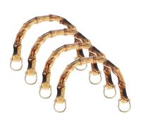 PATIKIL Bamboo Purse Handles, 4 Pcs U-Shaped Replacement Handmade Handbag Handles with Metal Buckle for Tote Bag Purse Making Decorations, Brown