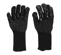 PATIKIL BBQ Gloves, 2 Pack 1472℉ Heat Resistant Oven Gloves Silicone Non-Slip Kitchen Oven Mitts for Smoker, Barbecue, Baking, Cooking, Grilling, Large, Black