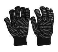 PATIKIL BBQ Grill Gloves, 2 Pack 1472℉ Heat Resistant Oven Gloves Silicone Grip Kitchen Oven Mitts for Smoker, Baking, Cooking, Grilling, Small, Black