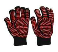 PATIKIL BBQ Grill Gloves, 2 Pack 1472℉ Heat Resistant Oven Gloves Silicone Grip Kitchen Oven Mitts for Smoker, Baking, Cooking, Grilling, Small, Red