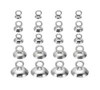 PATIKIL Bead Caps, 100 Pcs Bead Cap Bail Pendant Bead End Caps Charm Ornament Caps with Loop Stainless Steel for Making DIY s Pearl, Silvery