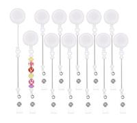 PATIKIL Beadable Badge Reels, 12 Pcs Beaded Retractable Clips Holder Badge Reel Bulk Keychain Blank Bar with Belt Clip for ID Name Badge DIY, Office Worker, White