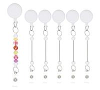 PATIKIL Beadable Badge Reels, 6 Pcs Beaded Retractable Clips Holder Long Badge Reel Bulk Keychain Blank Bar with Belt Clip for ID Name Badge DIY, Office Worker, White