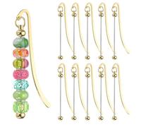 PATIKIL Beadable Bookmarks, 10 Pcs Beaded Bookmark DIY Metal Blank Bar Bulk for Bookmark DIY Making Craft, Beading Pendant Charm, Gold Tone