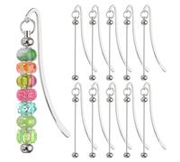 PATIKIL Beadable Bookmarks, 10 Pcs Beaded Bookmark DIY Metal Blank Bar Bulk for Bookmark DIY Making Craft, Beading Pendant Charm, Silver Tone
