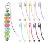 PATIKIL Beadable Bookmarks, 10 Pcs Beaded Bookmark DIY Metal Blank Bar Bulk for Bookmark DIY Making Craft, Beading Pendant Charm, Multicolored