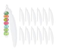 PATIKIL Beadable Bookmarks, 12 Pcs Beaded Bookmark Vintage Feather DIY Metal Blank Bar Bulk for Bookmark DIY Making Craft, Beading Pendant Charm, White