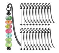 PATIKIL Beadable Bookmarks, 20 Pcs Beaded Bookmark DIY Metal Blank Bar Bulk for Bookmark DIY Making Craft, Beading Pendant Charm, Black