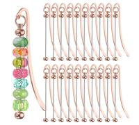 PATIKIL Beadable Bookmarks, 20 Pcs Beaded Bookmark DIY Metal Blank Bar Bulk for Bookmark DIY Making Craft, Beading Pendant Charm, Rose Gold