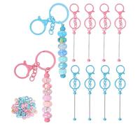 PATIKIL Beadable Keychains Set, Cute Bead Keychains Blank Bar Bulk Kit with 50pcs Pink/Blue Beadable for DIY Crafts Key Chain Making Charms Pendant Jewelry Gift-10Pcs(Pink/Blue)