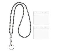 PATIKIL Beaded Lanyards for ID Badges, Cute Gemstone Beaded Keychain Necklace Lanyard with 2 Horizontal Badge Holders for Women Teacher Gift Keys Chain Cards, Green