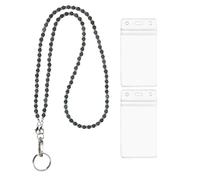 PATIKIL Beaded Lanyards for ID Badges, Cute Gemstone Beaded Keychain Necklace Lanyard with 2 Vertical Badge Holders for Women Teacher Gift Keys Chain Cards, Green