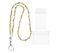 PATIKIL Beaded Lanyards for ID Badges, Cute Gemstone Beaded Keychain Necklace Lanyard with Vertical & Horizontal Badge Holders for Women Teacher Gift Keys Chain Cards, Dark Brown