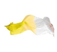 PATIKIL Belly Dance Silk Fan Veil 71", 1 Pack Women Long Folding Dance Fan Wood Fan for Dance Performance Right Hand, White Gradient Yellow