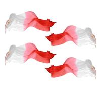 PATIKIL Belly Dance Silk Fan Veil 71", 2 Pair (Left+Right) Women Long Folding Dance Fan Wood Fan for Dance Performance, White Gradient Red