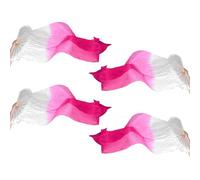PATIKIL Belly Dance Silk Fan Veil 71", 2 Pair (Left+Right) Women Long Folding Dance Fan Wood Fan for Dance Performance, White Gradient Pink