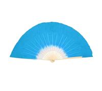 PATIKIL Belly Right Hand Silk Fan Veil 14inch, 1 Pack Short Folding Belly Dance for Women Dance Performance Sport, Lake Blue