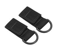 PATIKIL Belt Keeper Key Chain, 2Pcs D Type Nylon Webbing Strap Hanging Gear Buckle Key Chain Hook with Snap for Outdoor Camping,Black