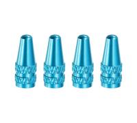PATIKIL Bicycle Tire Valve Stem Caps, 4 Pack Anodized Aluminum French Style Universal Bicycle Tire Caps for Mountain Bikes Road Bikes, Sky Blue