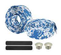 PATIKIL Bike Handlebar Tape, 2 Pack EVA Camouflage Handle Grip Wraps Non-Slip Bicycle Bar Tape with Black End Plugs for Racing Bicycles, Blue White