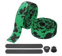 PATIKIL Bike Handlebar Tape, 2 Rolls 6.6 Feet Bike Grip Tape EVA Foam Cycling Handle Wraps Comfortable Non-Slip Shock Bicycle Wrap with End Plugs for Road Bike, Black-Green