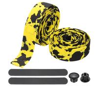 PATIKIL Bike Handlebar Tape, 2 Rolls 6.6 Feet Bike Grip Tape EVA Foam Cycling Handle Wraps Comfortable Non-Slip Shock Bicycle Wrap with End Plugs for Road Bike, Black-Yellow
