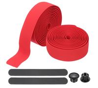 PATIKIL Bike Handlebar Tape, 2 Rolls 6.6 Feet Bike Grip Tape EVA Foam Cycling Handle Wraps Comfortable Non-Slip Shock Bicycle Wrap with End Plugs for Road Bike, Red