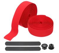 PATIKIL Bike Handlebar Tape, 2 Rolls 6.6 Feet Bike Grip Tape High-Elasticity EVA Foam Cycling Handle Wraps Comfortable Non-Slip Shock Bicycle Wrap with End Plugs for Road Bike, Red