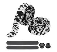 PATIKIL Bike Handlebar Tape, 2 Rolls 6.6 Feet Bike Grip Tape High-Elasticity EVA Foam Cycling Handle Wraps Comfortable Non-Slip Shock Bicycle Wrap with End Plugs for Road Bike, Black-White