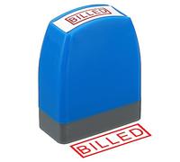 PATIKIL Billed Stamp Self Inking, Red Ink Office Stamps Pre Inked Message Stamp Refillable Business Stamp Style 1, Blue