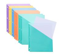 PATIKIL Binder Pocket for 3 Ring Binders, 10pcs 3 Hole Punch Pocket Folder Divider Slash File Jacket Organizer Sleeves for Office Paper Document, 5 Colors