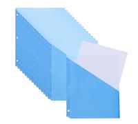 PATIKIL Binder Pocket for 3 Ring Binders, 15pcs 3 Hole Punch Pocket Folder Divider Slash File Jacket Organizer Sleeves for Office Paper Document, Blue