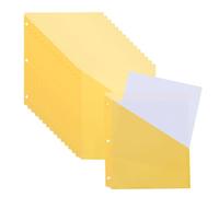 PATIKIL Binder Pocket for 3 Ring Binders, 15pcs 3 Hole Punch Pocket Folder Divider Slash File Jacket Organizer Sleeves for Office Paper Document, Yellow