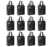 PATIKIL Black Gift Bags with Laser Coating, 12pcs Reusable Goodie Bags with Handle for Wedding Birthday Party Shopping Cosmetic, 8" x 4" x 10"